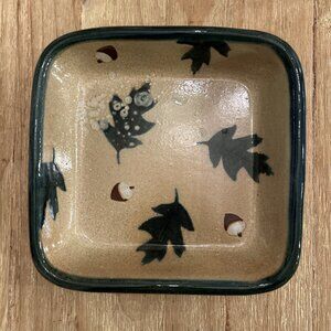 Monroe Salt Works Pottery Baking Dish Acorn Leaf Pattern Rare 9.5” X 9.5” X 2”